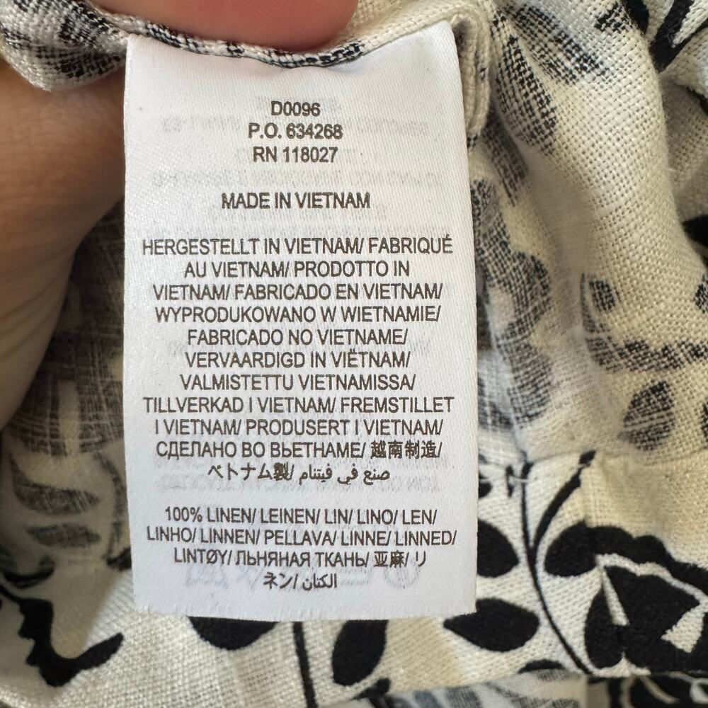 NWOT Boden 100% Linen V-Neck Flippy Dress Black White Floral Size 8L - Picture 11 of 11